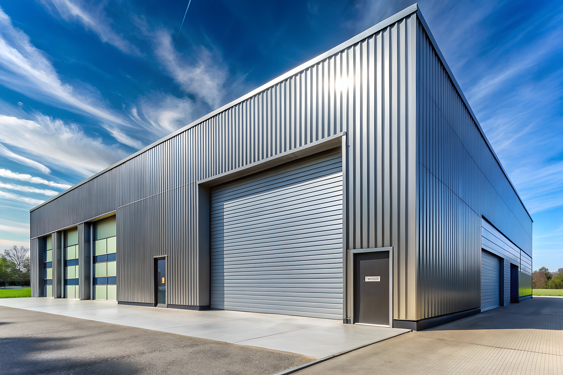 Commercial garage door repair in progress